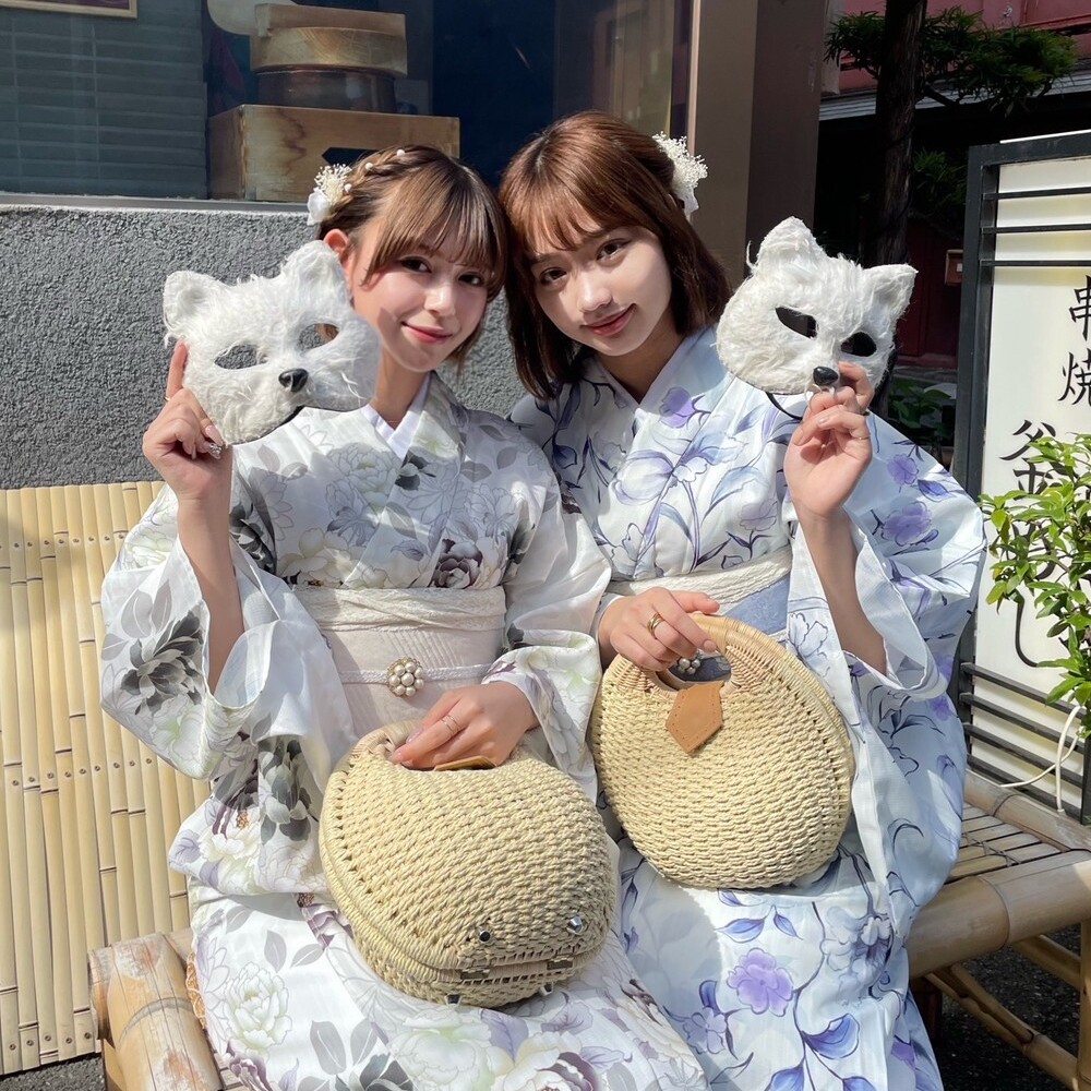 浅草で友達2人で浴衣レンタルを楽しみました！